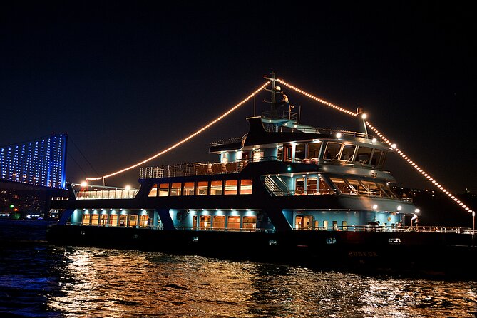 Bosphorus Dinner Cruise & Entertaintment & Private Table & Wi-Fi - Fatih Sultan Mehmet Bridge: the second crossing overhead