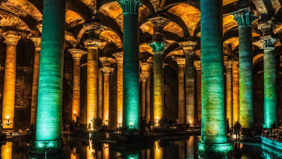 Istanbul: Basilica Cistern Tour, Discovering Medusa - Illuminated columns and the film-location bonus